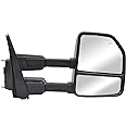 WLLW Passenger Right Side Towing Mirrors for 2017 2018 2019 2020 Ford F250 F350 F450 F550 Super Duty With Power, Heated, Temperature Sensor, Turn Signal Light, Spot Auxiliary Lamp Pickup Truck