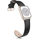 SWEES Leather Band Compatible with Apple Watch Bands 38mm 40mm 41mm 42mm Series 10, Elegant Top Grain Genuine Leather Bands Replacement Strap for Apple iWatch Series 10 9 8 7 6 5 4 3 2 1 SE2 SE Women