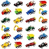 Pull-Back Vehicles Mini Toy Cars 24 Pack Assorted Trucks and Raced Car Toys Set with Dumps Trucks Diggers Bullozers Racing Cars Easter Egg Fillers Party Favor for Kids