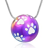 QGJNSGC Paw Print Urn Cremation Necklace for Ashes Dog Cat Pet Paw Print Animal Keepsake Memorial Charm Pendant Necklace for Men Women