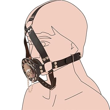 Strap On Open Mund Knebel Plug mit Edelstahl-Abdeckung Harness Fesseln Leder verstellbare Riemen Deep Throat Blow Job Fetisch