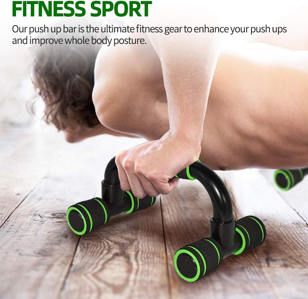 ROSRAN Push Up Bars Pushup Handle with Cushioned Foam Grip - Portable Pushup Stands for Home Workout Equipment - Push Up Handles for Floor Fitness Sturdy Structure with Grips Strengthener Green : Sports & Outdoors