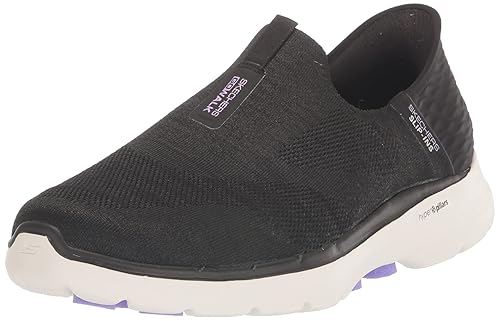 Skechers Women's Hands Free Slip-ins Go Walk 6-Fabulous View Sneaker, Black/Lavender, 10