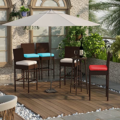 Sundale Outdoor Bar Stools Set of 2, 2 Piece Woven Wicker Bar Stools