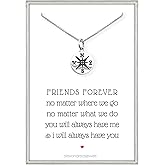 Sterling Silver Compass Necklace for Women, Small Compass Pendant Necklace Gift for Best Friend, Friendship Necklace, 2025 Graduation or Farewell Present, Long Distance Friend Gift