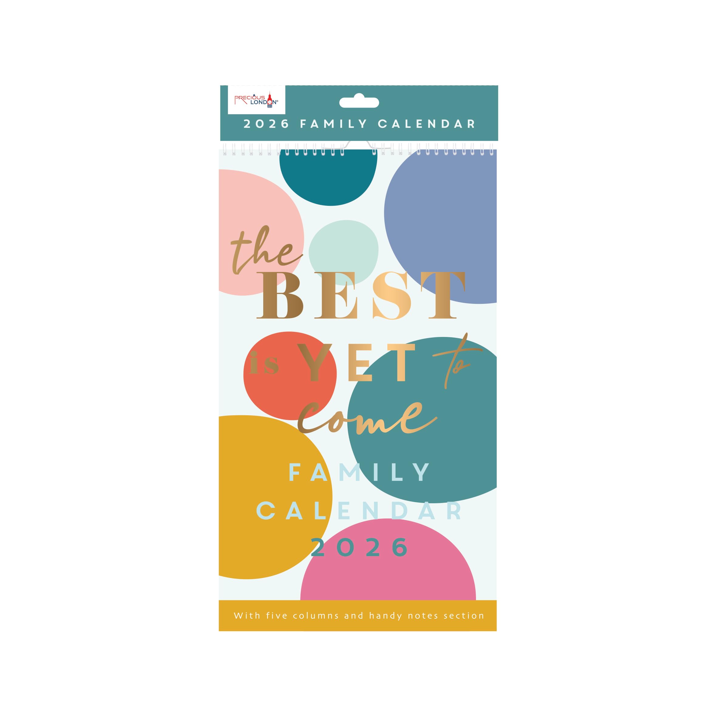 2026 Family Organiser Calendar Large Spiral Planner Month to View 5 Columns for Organising Your Family - The Best (Design No. 1)