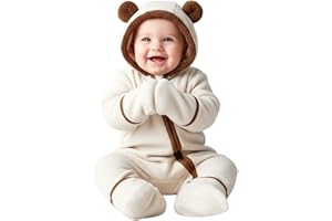 PATPAT Fleece Hooded Footed Clothes, Soft Warm Footie Covers, Car Seat Friendly, Easy Zip,Cute Romper Newborn Infant Jumpsuit