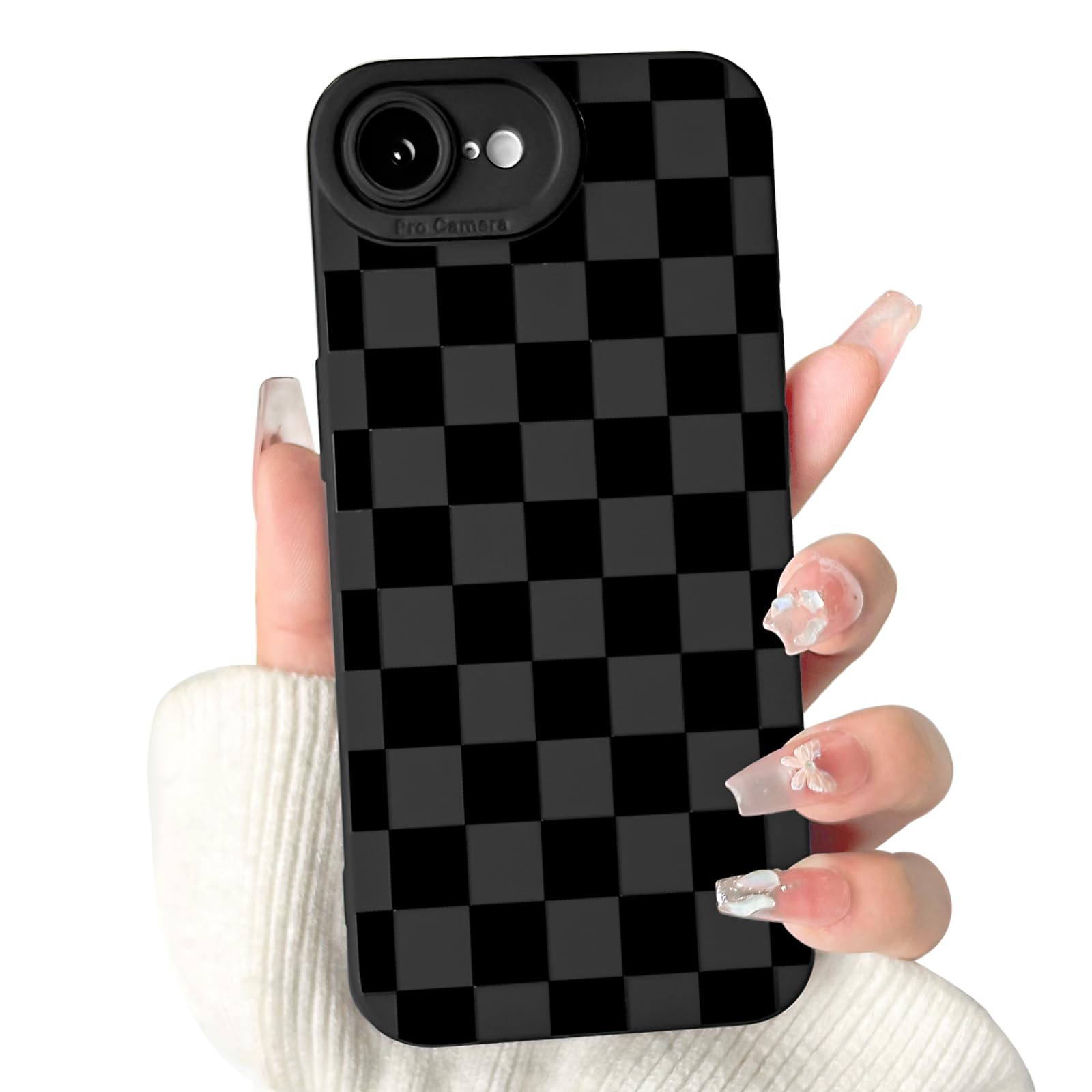 Photo 1 of Lovmooful Compatible for iPhone 16e Case Cute Checkerboard Lattice Plaid with Color Design for Girls Women Soft TPU Shockproof Protective Girly for iPhone 16e Case-Black