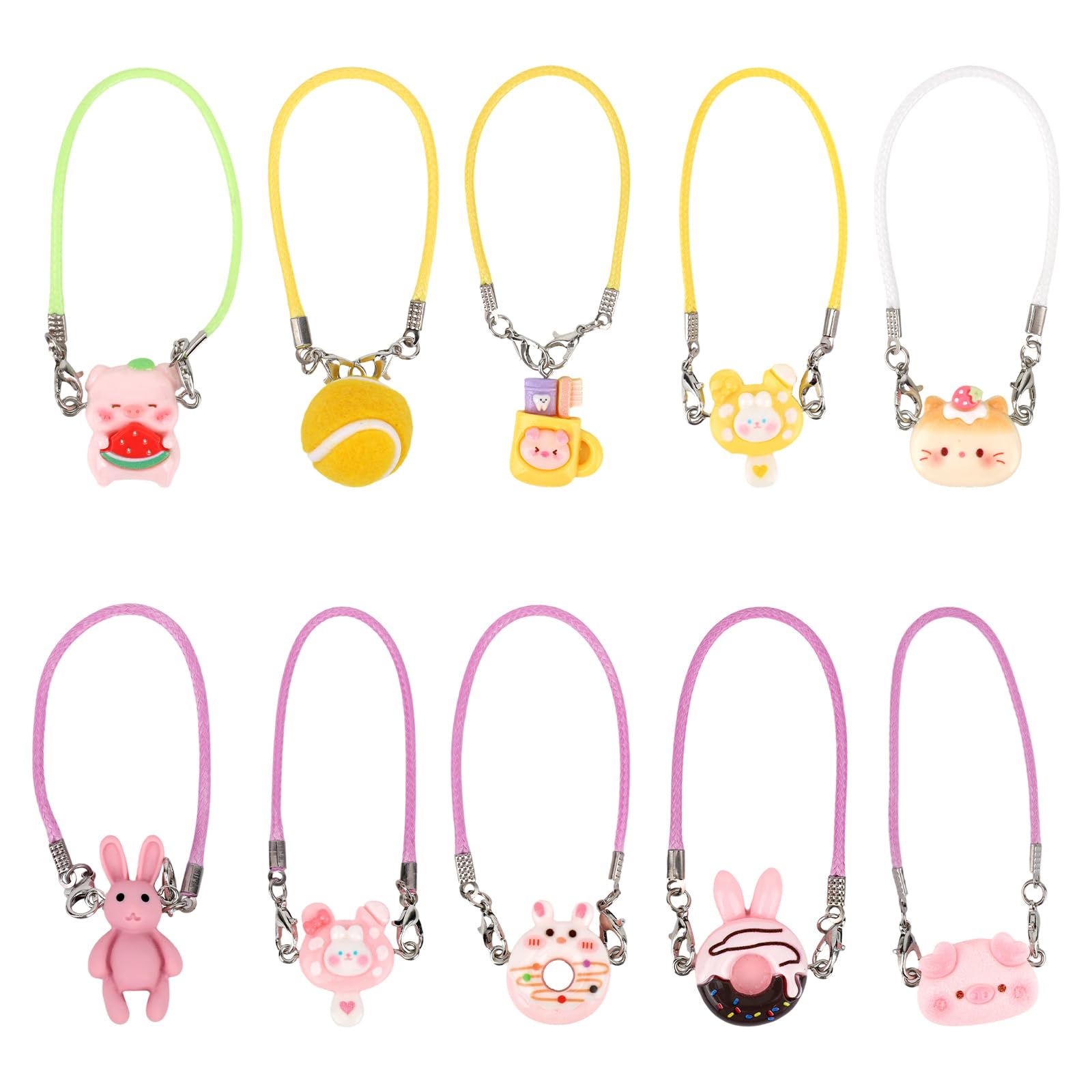 10pcs Cute Charms for Dolls Set, 10 Designs Mini Resin Fashion Doll Purse Accessories Necklace Miniature Doll Outfit for Collectors (No Duplicates)