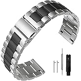 Niziruoup Stainless Steel Watch Band Quick Release Premium Brushed Matte Metal Watch Strap Bracelet 16mm 18mm 20mm 22mm 24mm Universal Stainless Steel Smartwatch Replacement Band Strap Men Women