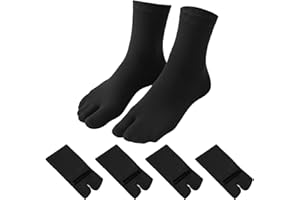 TIESOME 4Pairs Japan Tabi Socks for Flip Flop, Elastic Cotton Split Toe Socks Japanese Toes Separated Sock for Men Women Geta Samurai