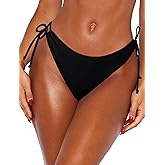 OZICERD Bikini Bottoms for Women Full Coverage Bathing Suit Swim Bottom Thong Bikinis Black