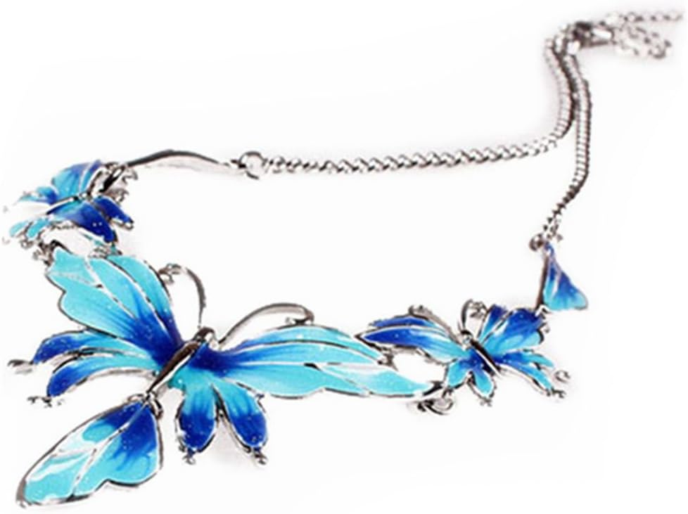 PopJ Party Favor Charm Butterfly Pendant Plated Alloy Necklace 15 Inches