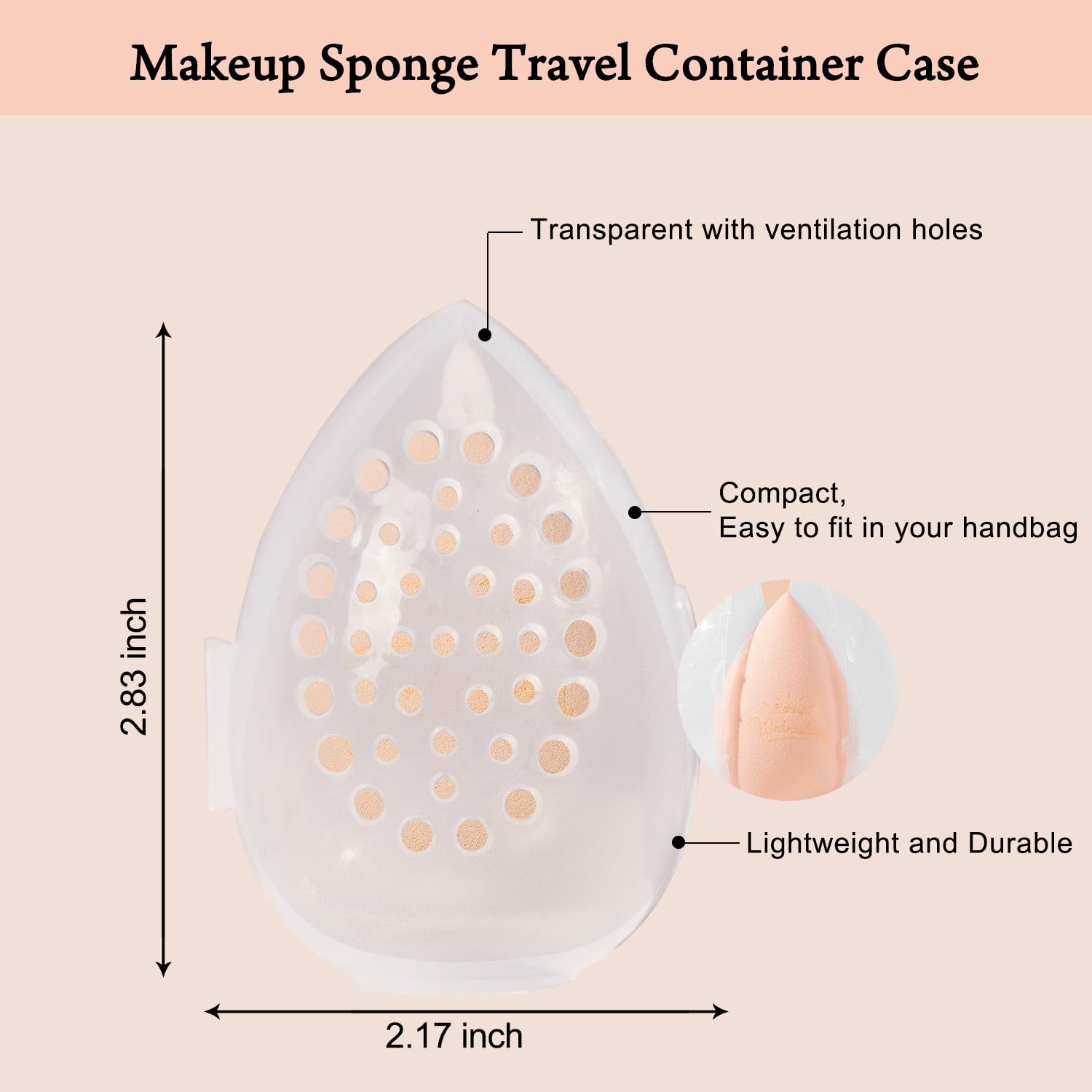 Real Perfection Makeup Sponge Set Blender Sponges, Latex-Free Beauty Makeup Sponges 7 pcs with 1 Travel Container Case for Blending Foundation Liquid Cream and Powder (Beige)