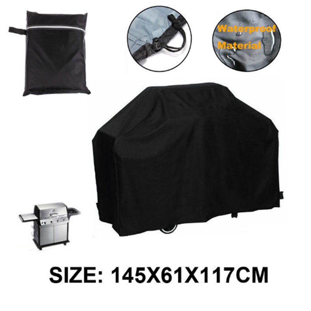 MAXFE.CO Gas Grill Cover, 145 cm Heavy Duty BBQ Cover Waterproof Outdoor Barbeque Grill Cover for Weber, Char Broil, Brinkmann with Drawstring and Spring Lock