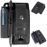 Topstache Leather Multitool Sheath with Belt Clip - Leather Multitool Holder with Closure Flap - EDC Belt Organizer Fits Multitool, Flashlight, Pen - EDC Pouch Belt Holster Case, Black