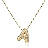 Cicy Bell Initial Necklace for Women 14k Gold Plated Cubic Zirconia Luxurious Personalized Dainty Letter Pendant Necklace Birthday Gifts