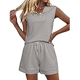 Glamaker Women's Two Piece Short Sets Summer Lounge Sweatsuits Air Essentials Sleeveless Outfits Travel Tracksuit