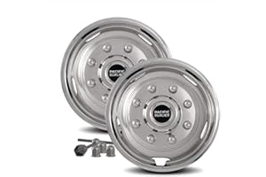 Pacific Dualies 30-2708 17 Inch Polished Stainless Steel Wheel Simulator Front-Axle Kit with 8 Lug and 5 Vent Hole for 2011-2014 Chevy GMC 3500 Truck