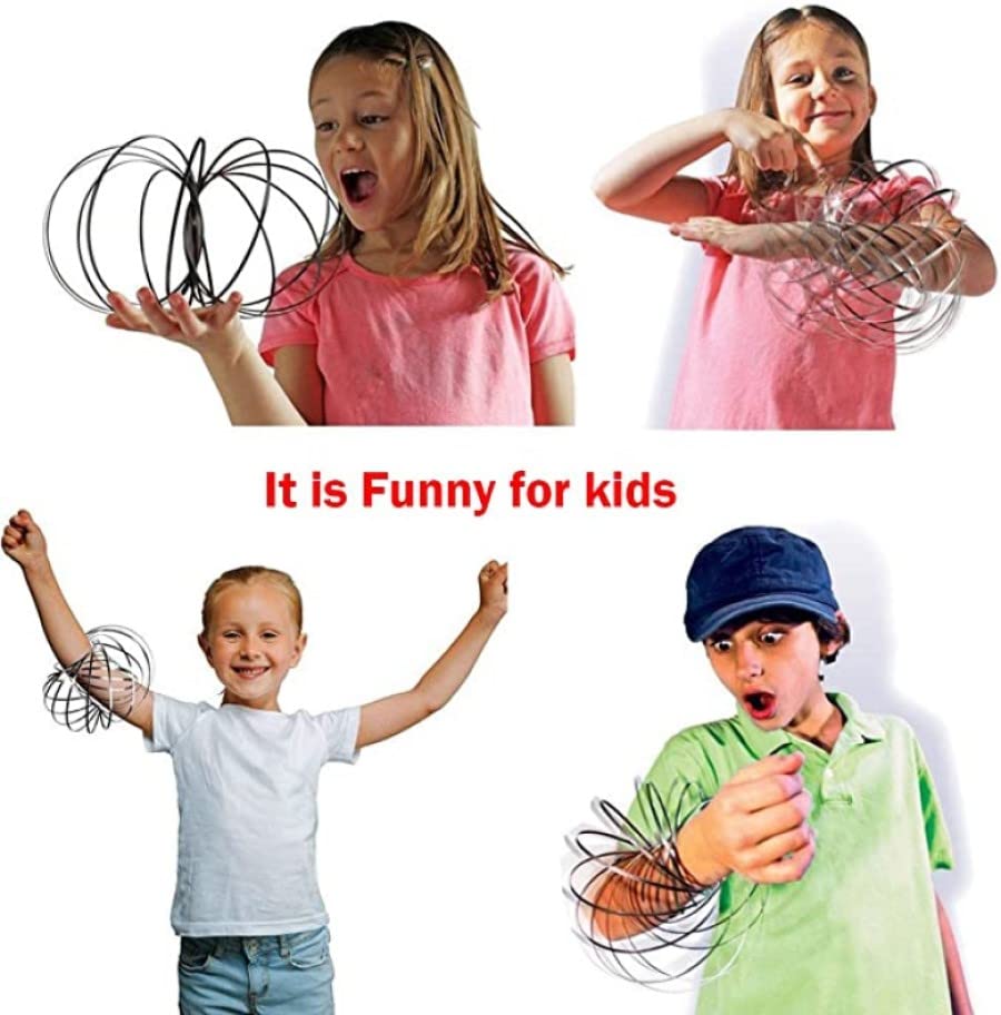 9 Pack Flow Spinner Ring Arm Magic Spring Arm Flow Sculpture Ring Colored Magic Kinetic Spring Interactive Stress Relief Rings Festival Accessories (Colorful)