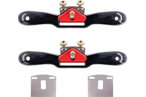 Swpeet 2Pcs 10'' Adjustable Spokeshave with Flat Base and 2Pcs Replacement Blades, Metal Blade Wood Working Hand Tool Perfect for Wood Craft, Wood Craver, Wood Working
