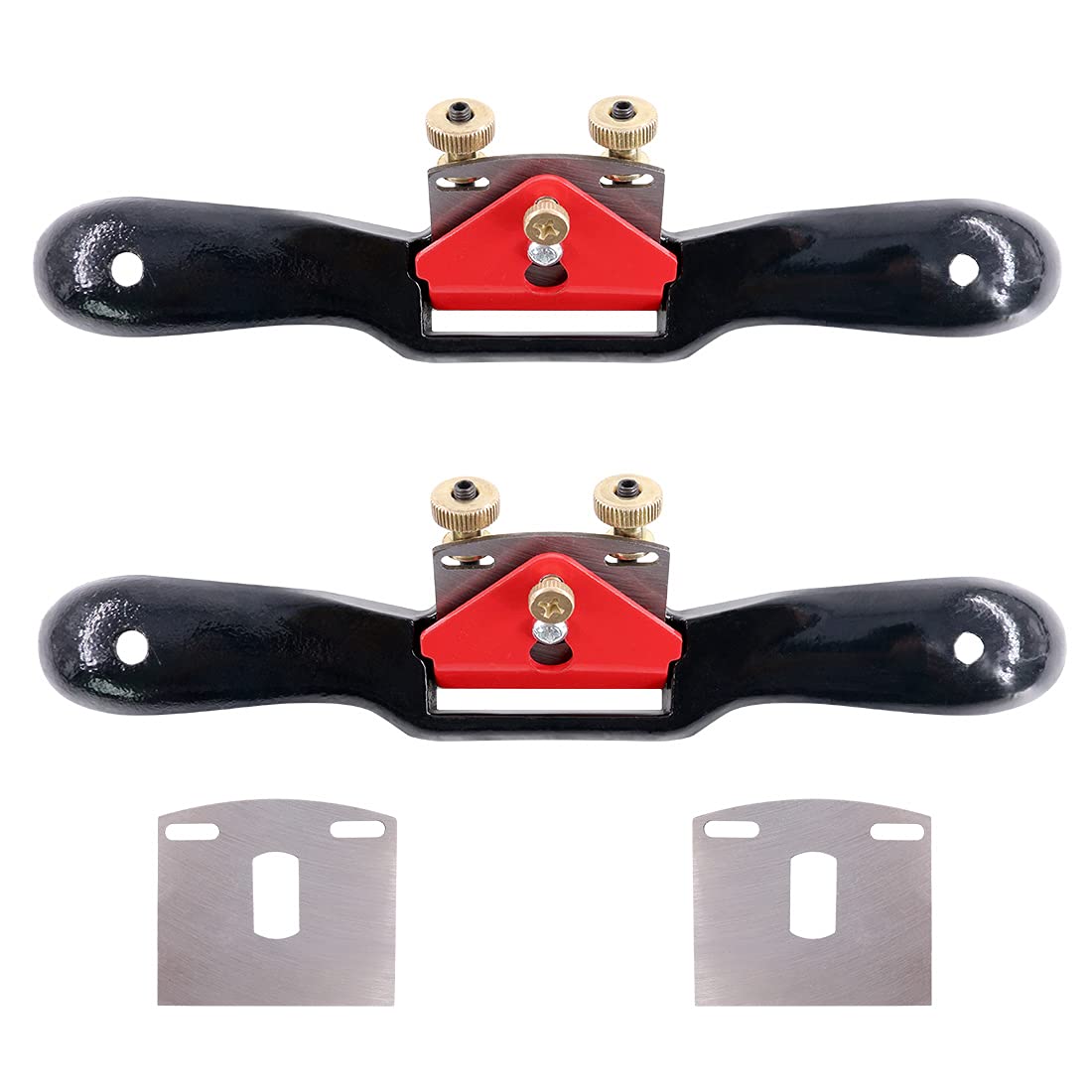 Swpeet 2Pcs 10'' Adjustable SpokeShave with Flat Base and 2Pcs Replacement Blades, Metal Blade Wood Working Hand Tool Perfect for Wood Craft, Wood Craver, Wood Working