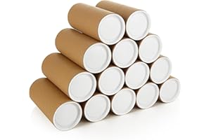 FWEEK 20 Pack 3x7 Mailing Tubes with Caps for Packaging Posters, 3mm Thick Shipping Cardboard Tubes Round Bulk Cardboard Tubes for Crafts, DIY Projects, Diorama (Brown)