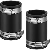 2 Pcs 1 Inch Flexible TPE Coupling with Stainless Steel Clamps | Flexible TPE Coupling, Fits Plastic and Copper Plumbing Connections, High Temperature Resistant Material