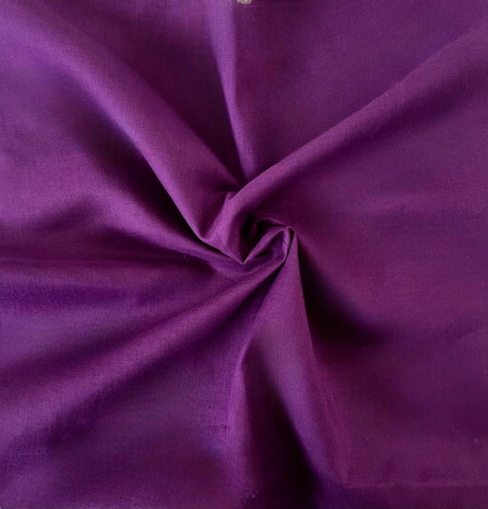 Novato Textiles Plain Polycotton Fabric Dress Craft Material 44" Wide Available in 11 Colours (Purple, 2 Meter)