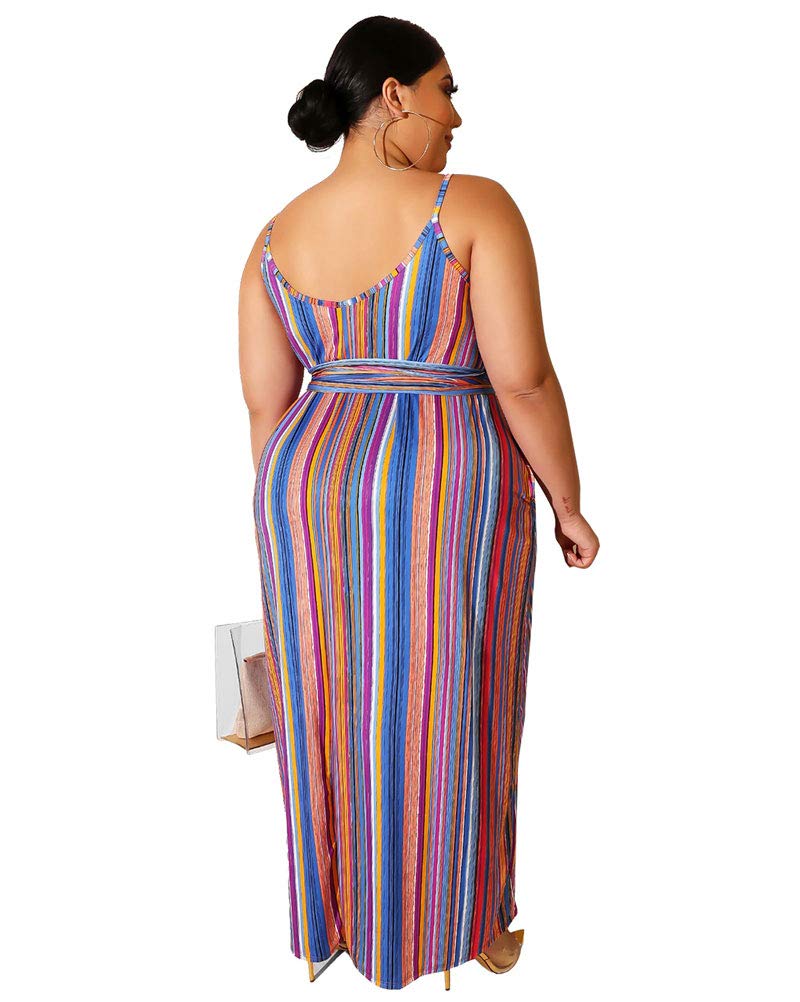 Ophestin Womens Plus Size Maxi Dresses - Spaghetti Straps Causal Summer Dress with Pockets