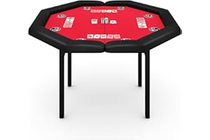 IDEALHOUSE 8-Player Foldable Octagon Poker Table - 47" Octagon Casino Table with Built-in Cup Holders, Cushioned Rail & Smoot