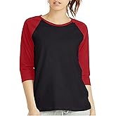 ShyCloset Women 3/4 Sleeve Baseball Tee - Raglan Shirts Jersey Tops Quarter Sleeve Shirt Tees