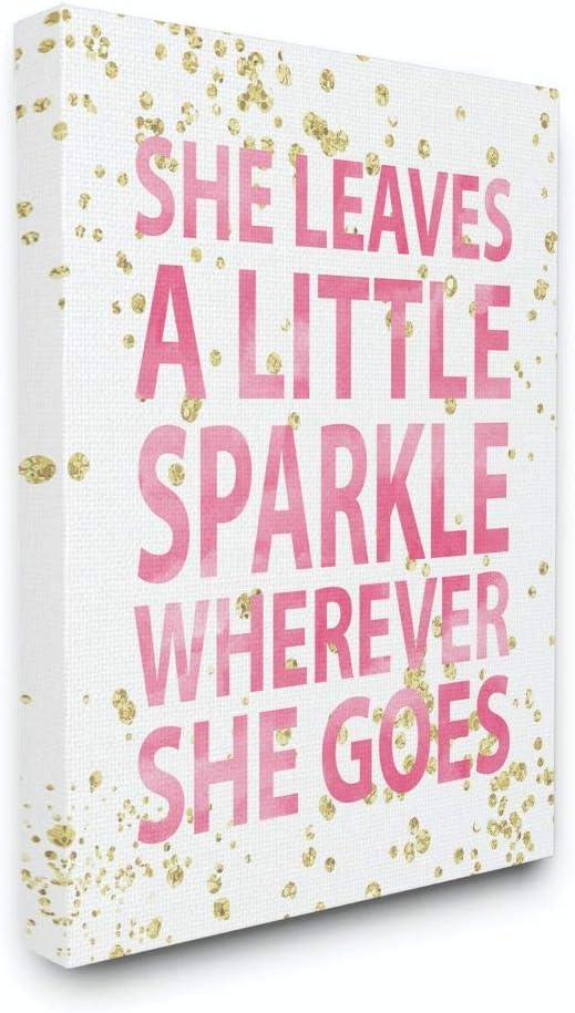 Stupell Industries She Leaves a Little Sparke Canvas Wall Art, 16 x 20, Design By Artist Susan Newberry Designs
