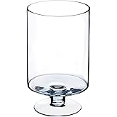 CYS EXCEL Glass Hurricane Pillar Candle Holder (H:10" W:6") | Multiple Size Choices Short Stem Candle Centerpieces | Stemmed Glass Cylinder Candle Vase