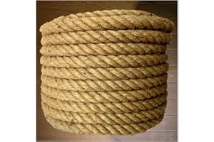 Thick Rope 50mm Natural Thick Jute Rope, 50M/164FT Twisted 4 Strand Fiber Hemp Rope for DIY Cat Scratcher Gardening Bundling 