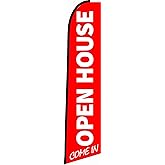 BER Products "Open House" Swooper Feather Flag Replacement, 15ft (Red)