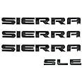 4Pc Sierra SLE Letter Emblem 3D Badge Front Door/Rear Tailgate Replacement for Sierra (Gloss Black)