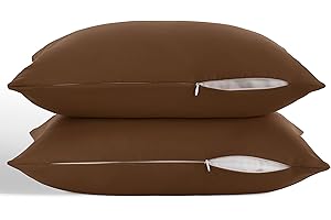 ORGANICTUNE Zippered Toddler Pillowcases Set of 2, 100% Brushed Microfiber 13x18 Pillowcases, Super Soft and Cozy Travel Kids Nursery Pillow Cases, 13x18 Inches, Brown