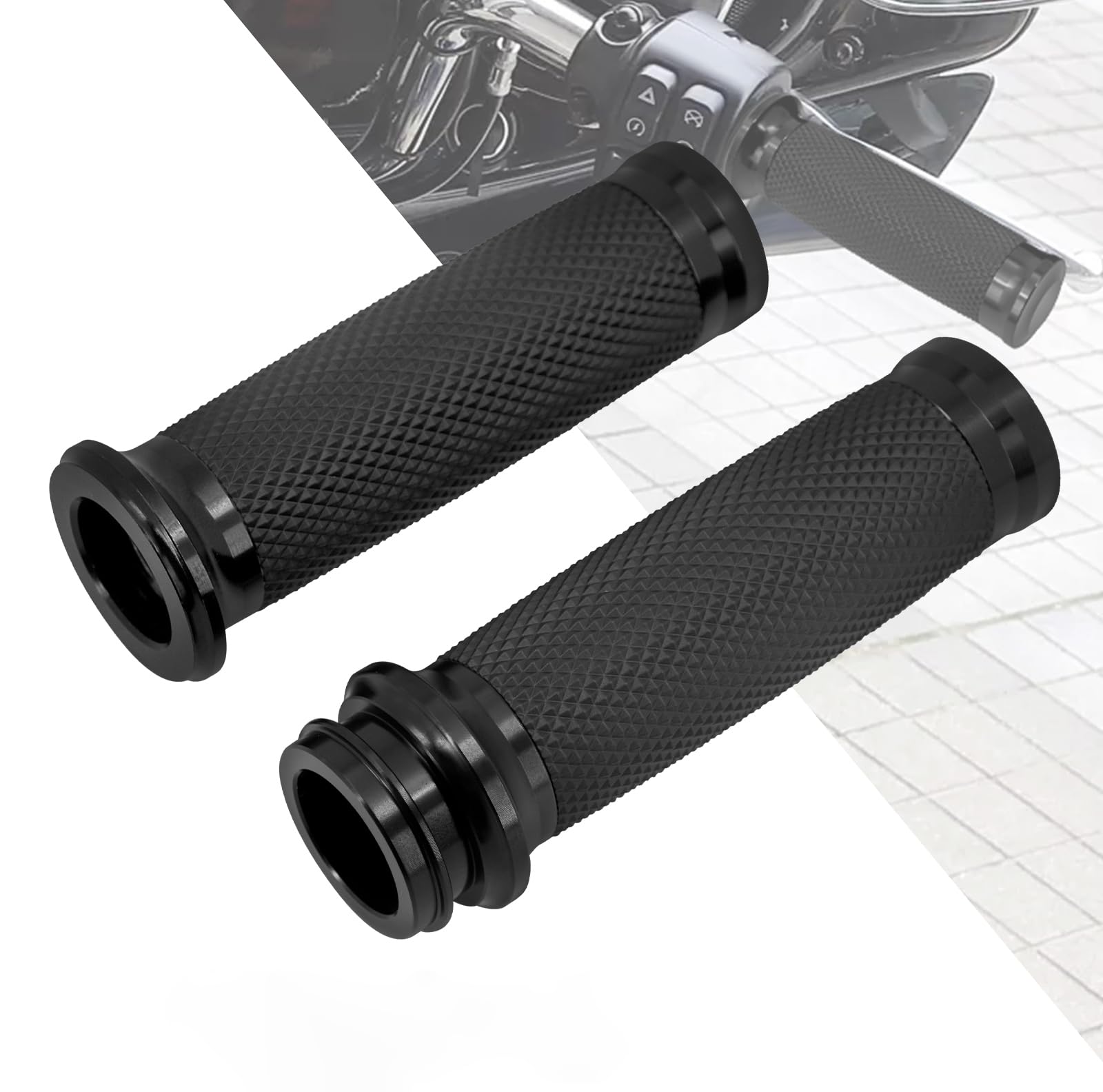 Photo 1 of HDBUBALUS Motorcycle Hand Grips 1" Electronic Throttle Handlebar Grips Fit for Harley Street Electra Road Glide Road King (Black)