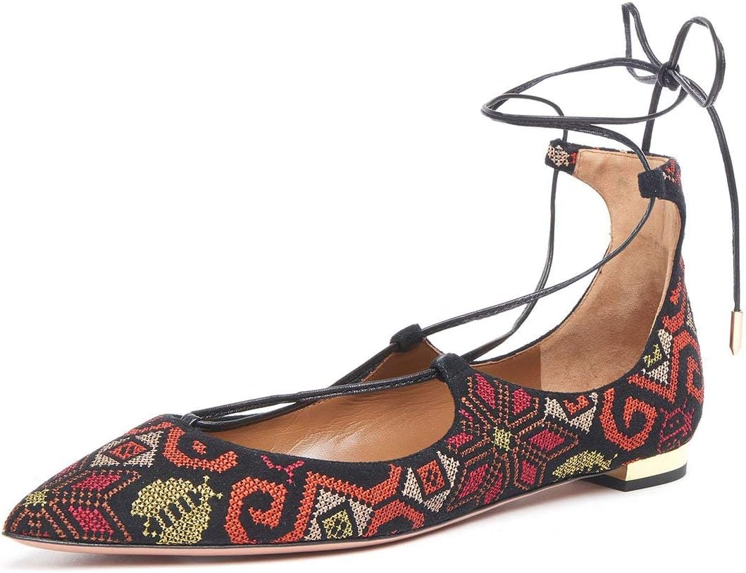 Aquazzura Christy Embroidered Flats 36.5