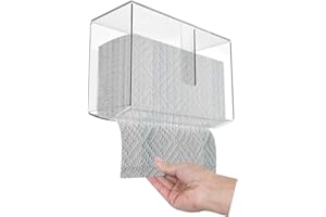 Cq acrylic Wall Mount Paper Towel Dispenser with Lid,Clear Folded Paper Towel Holder for Bathroom Toilet and Kitchen,Suitable for Z-fold, C-fold or Multi-Fold Paper Towels,Pack of 1