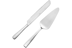 Hudson Essentials Hammered 18/10 Stainless Steel Cake Knife & Cake Server Set