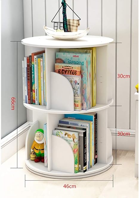Amazon 2 層 本棚 Diy 360 回転 ブックシェルフ 簡単 学生 ランディングラック 用 本 写真 鉢植え 単純な分解 ホワイト D 46x66cm 18 1x26inch 本棚 オンライン通販