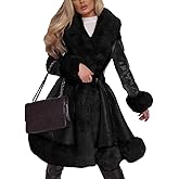 Aurgelmir Women's Faux Leather Jacket Coat Short/Long Parka Coat with Fur Collar Outwear