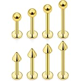 Ovxznts 16G Lip Rings Surgical Steel Snake Bite Jewelry Labret Jewelry Monroe Lip Barbell Ring Tragus Helix Piercing Jewelry for Women Men 6mm/8mm/10mm/12mm