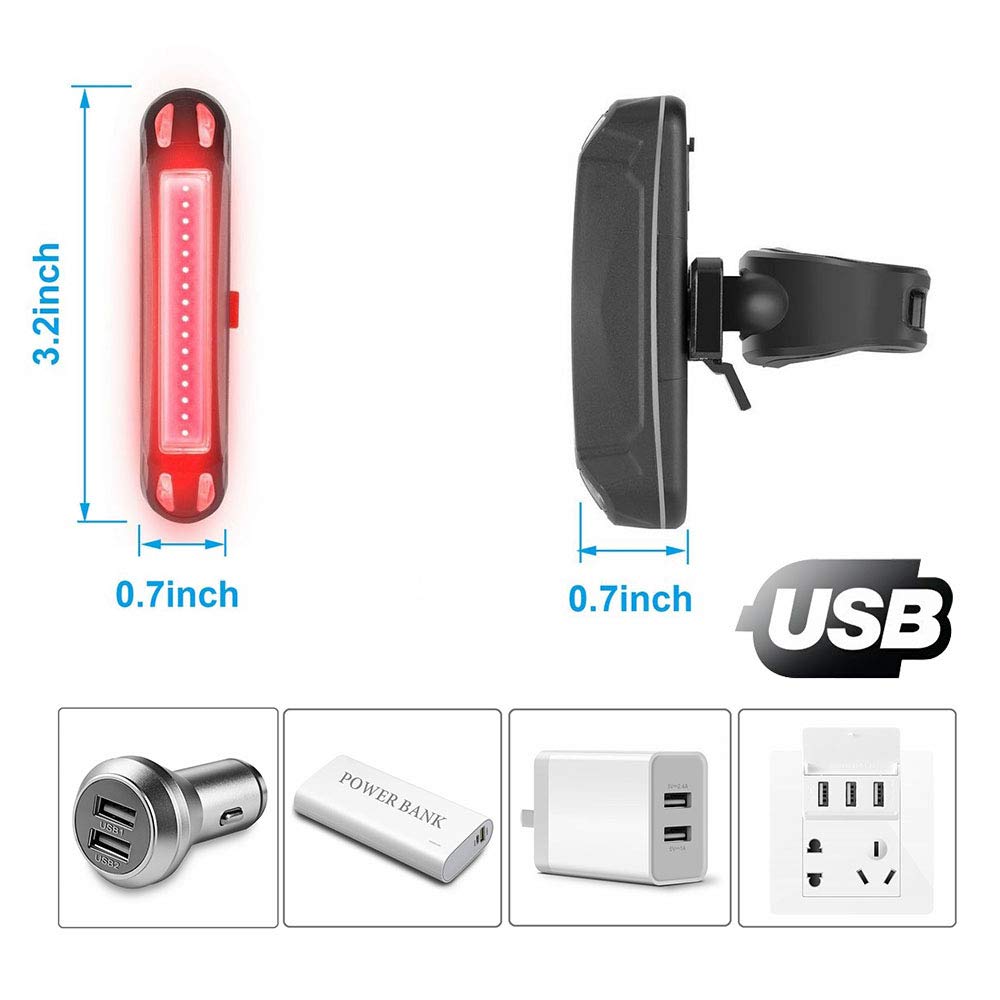 GPMTER Ultra Bright Bike Tail Light, USB Rechargeable Taillight, Waterproof Bicycle LED Rear Light for Road MTB Mountain Bikes, Helmets. Easy to Install for Cycling Safety Flashlight