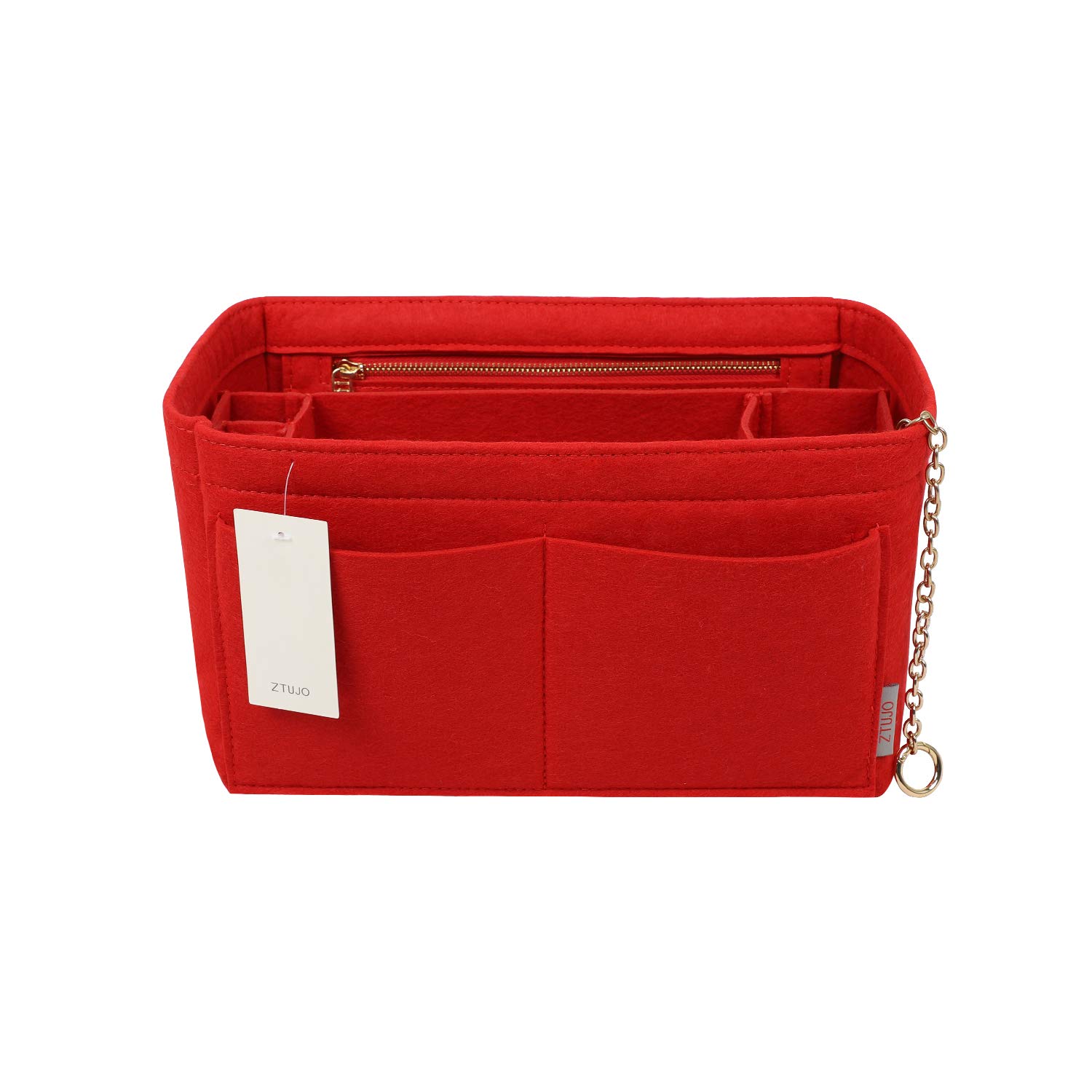 Photo 1 of ZTUJO Purse Organizer Insert, Felt Purse Organizer with Zipper and Sewn Bottom Insert, Fit Speedy Neverfull Graceful,6 Sizes (Medium, Red)
