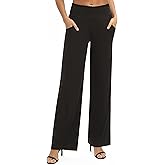 Urban CoCo Womens High Waist Flowy Palazzo Pants Elastic Waist Wide Leg Stretchy Straight Leg Dressy Casual Lounge Trousers