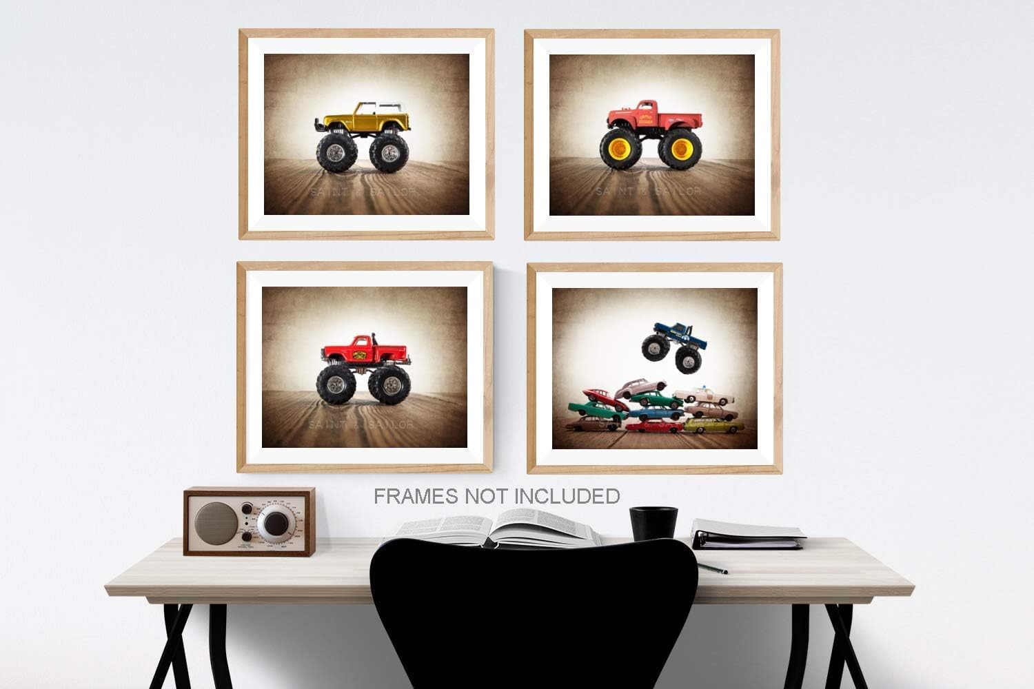 Photographs - Vintage Monster Truck Wall art, Set of 4 UNFRAMED Photos or Canvas multiple sizes available,