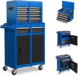 TANGZON Lockable Tool Cabinet Rolling Tool Chest Combo with Wheels